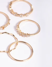 Gold Cubic Zirconia Delicate RIng Stack 5-Pack