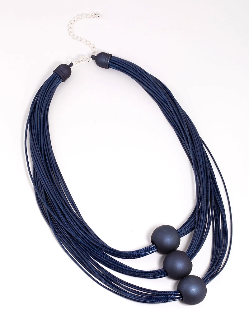 Sphère bleu mat & collier cordon