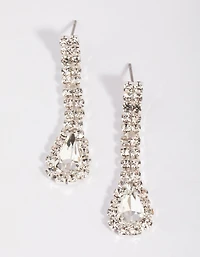 Silver Teardrop Diamante Statement Necklace & Earrings Set