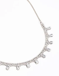 Silver Cubic Zirconia Droplet Necklace