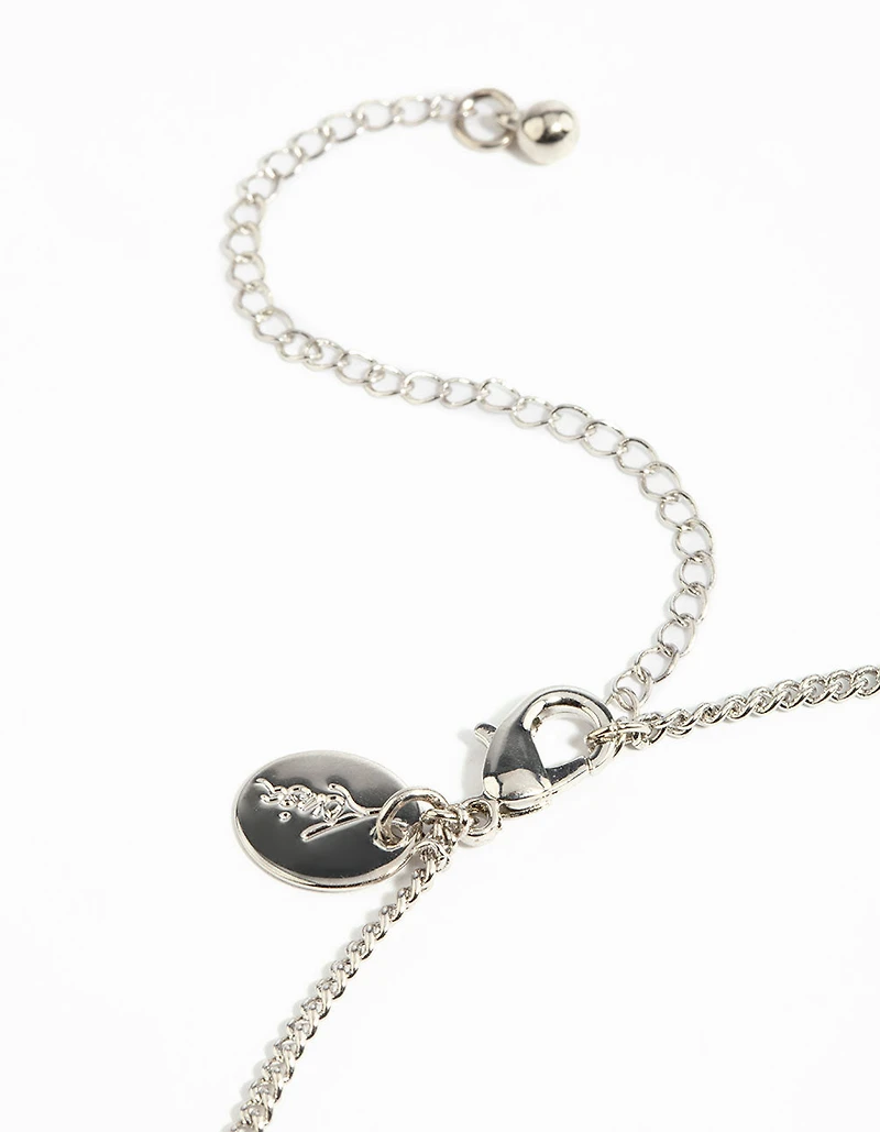 Silver Cubic Zirconia Droplet Necklace