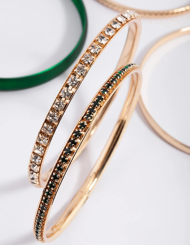 Bracelet diamant perlé vert 5-pack