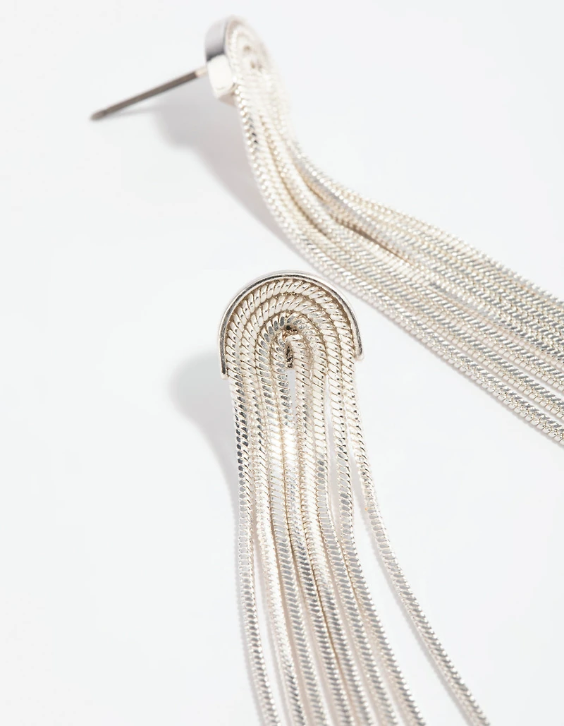 Silver Waterfall Diamante Drop Earrings