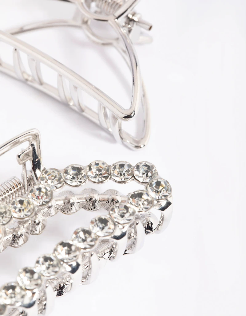 Silver Diamante Claw Set
