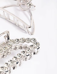 Silver Diamante Claw Set