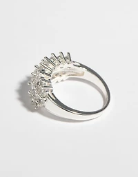 Silver Cubic Zirconia Cluster Ring