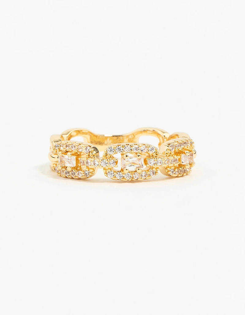 Gold Plated Cubic Zirconia Chain Ring