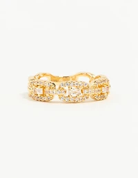 Gold Plated Cubic Zirconia Chain Ring