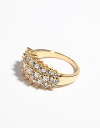 Gold Cubic Zirconia Cluster Ring