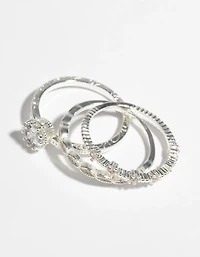 Silver Cubic Zirconia Engagement Ring Stack