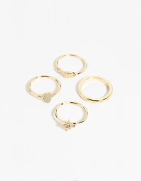 Gold Plated Semi-Precious Stone Ring Pack