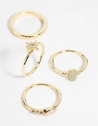 Gold Plated Semi-Precious Stone Ring Pack