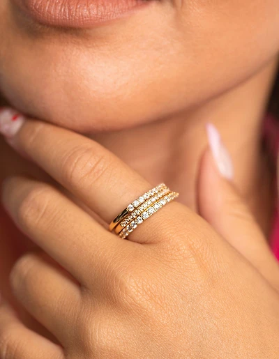 Silver Cubic Zirconia Fine Ring Stack
