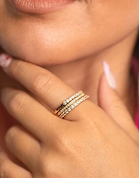 Silver Cubic Zirconia Fine Ring Stack