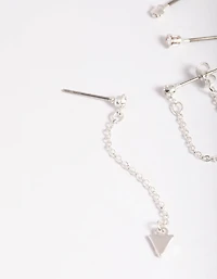 Silver Fine Diamante Mixed Stud Earring 5-Pack