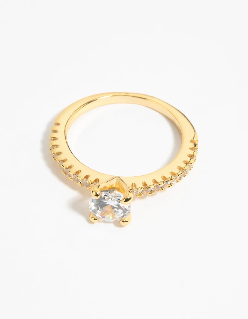 Gold Plated Cubic Zirconia Solitare Ring