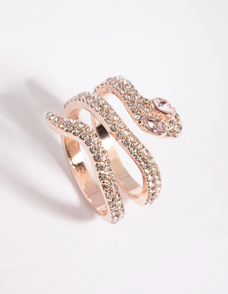Anneau serpent diamant en or rose