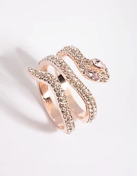 Anneau serpent diamant en or rose