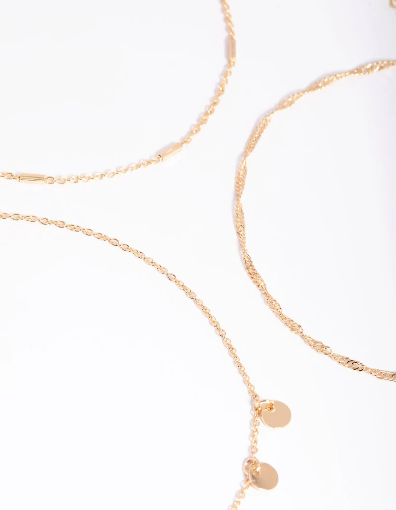 Gold Disc & Chain Anklet Pack
