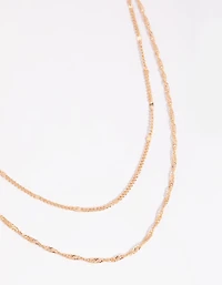Gold Twisted Layered Necklace