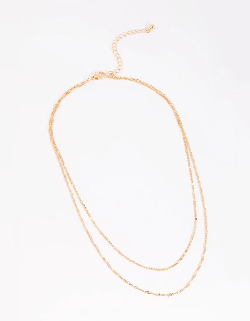 Gold Twisted Layered Necklace