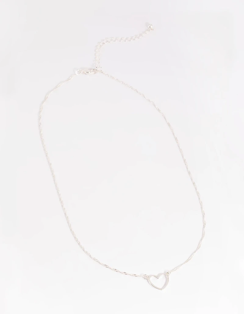 Silver Open Heart Necklace