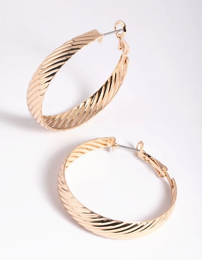 Boucles d’oreilles à cerceau doré texturé