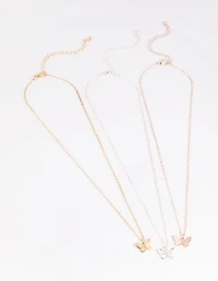 Mixed Metal Butterfly Wing Necklace Pack