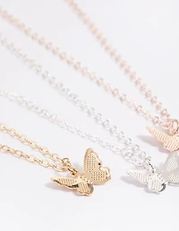 Mixed Metal Butterfly Wing Necklace Pack