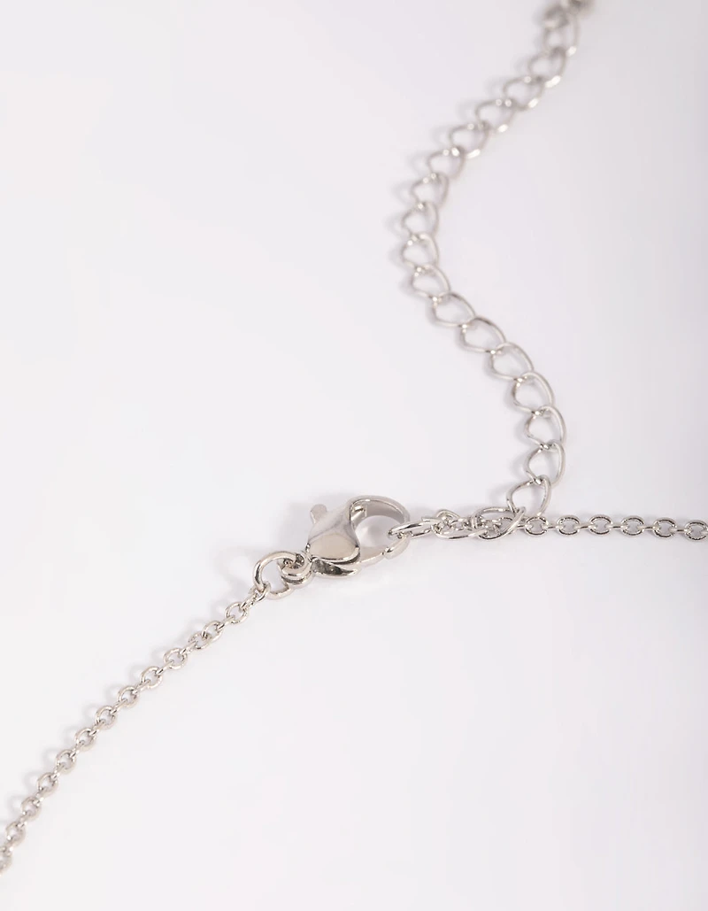 Silver Diamond Simulant Vine Necklace & Earrings Set