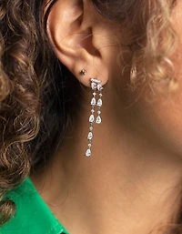 Diamond Simulant Asymmetrical Drop Earrings