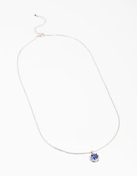 Diamond Simulant Sapphire Halo Necklace