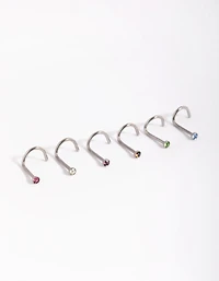 Surgical Steel Rainbow Diamante Nose Studs