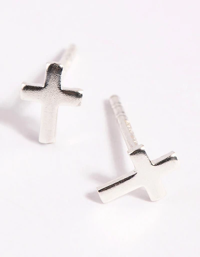 Sterling Silver Cross Stud Earrings