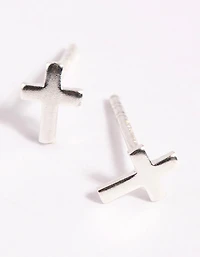 Sterling Silver Cross Stud Earrings