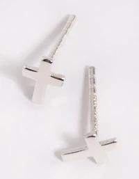 Boucles d'oreilles puces-croix en argent sterling