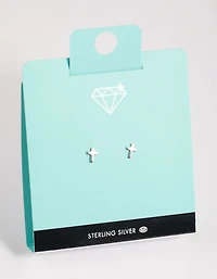 Sterling Silver Cross Stud Earrings