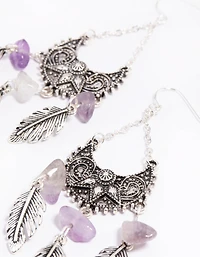 Amethyst Fan Drop Earrings