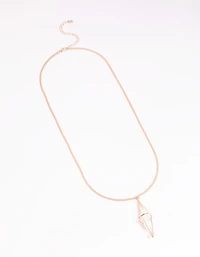 Rose Gold Clear Quartz Cage Necklace
