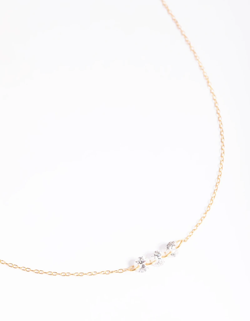 Gold Plated Sterling Silver Crystal Necklace