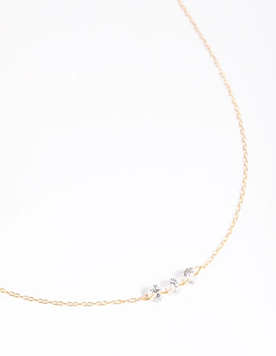 Gold Plated Sterling Silver Crystal Necklace