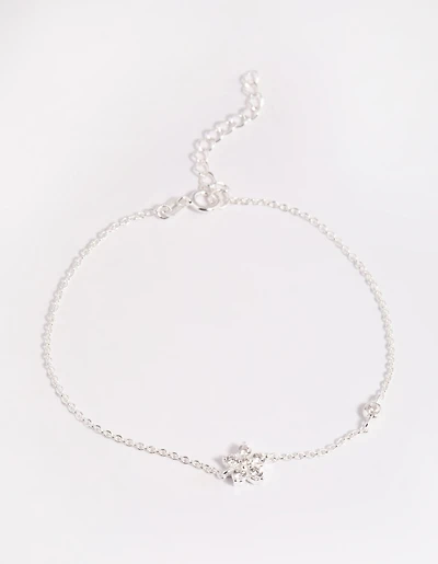 Sterling Silver Cubic Zirconia Flower Bracelet