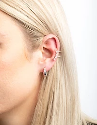 Silver Clear Stone Stud Earring Pack