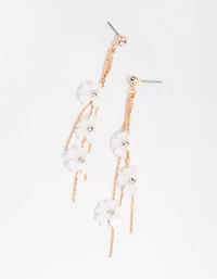 Gold Floating Flower Drop Earrings