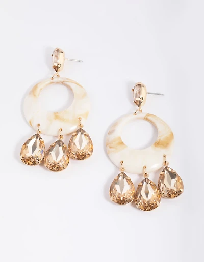 Tortoiseshell Diamante Drop Earrings