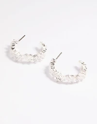 Silver Cubic Zirconia Baguette Hoop Earrings