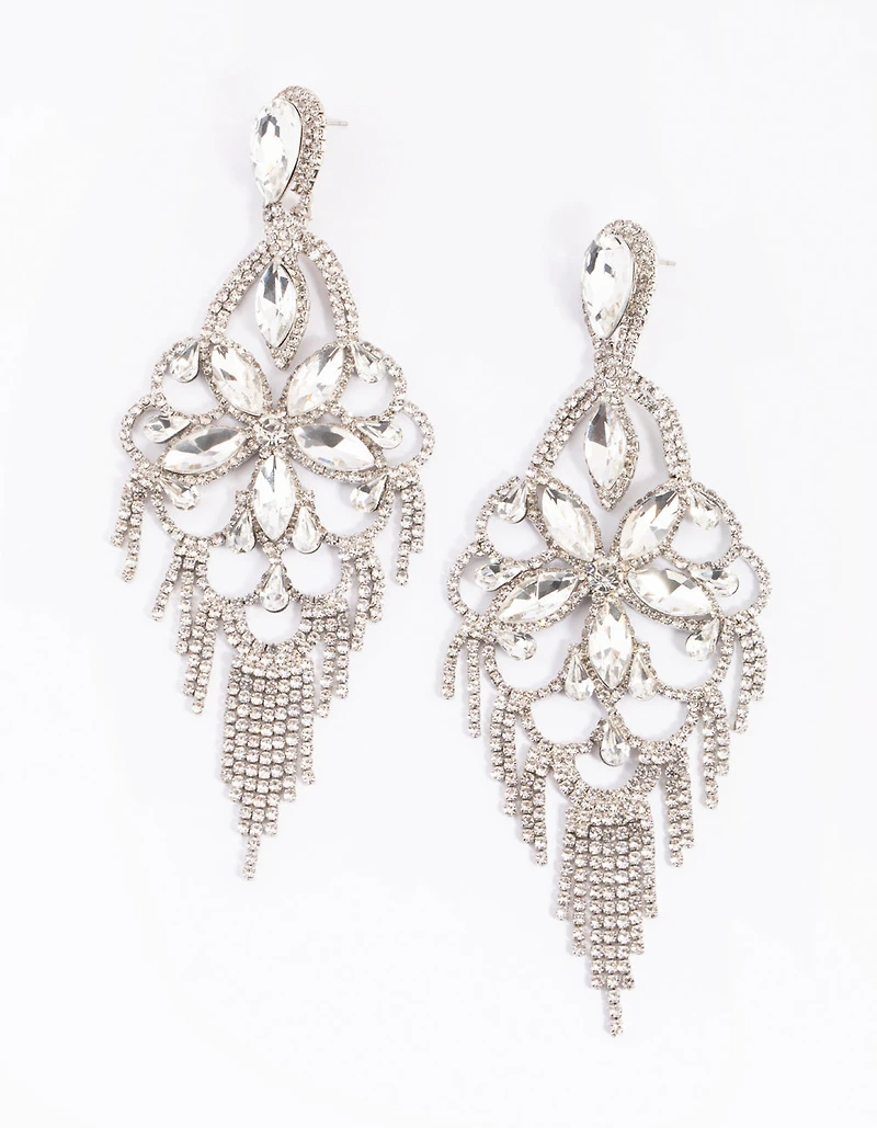 Silver Diamante Statement Earrings