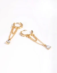 Gold Plated Diamante Huggie Hoop Earrings