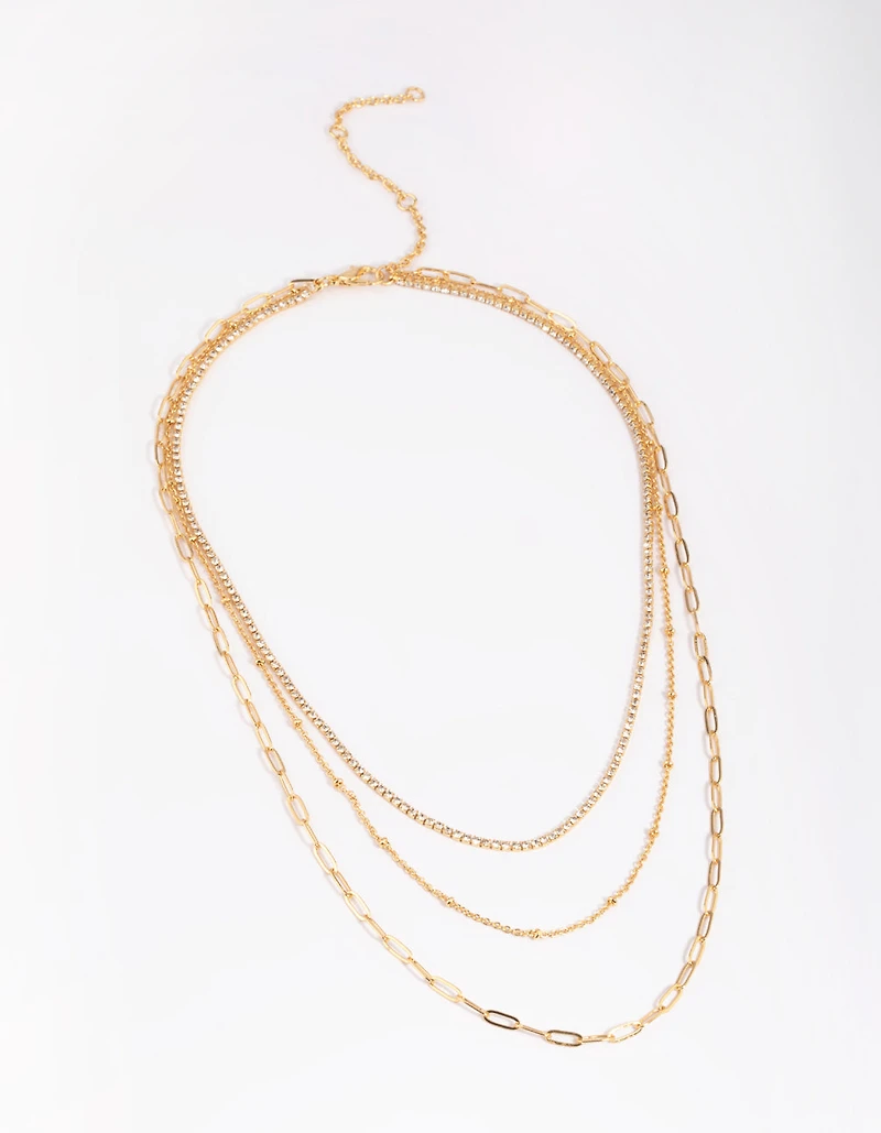 Gold Plated Chain Layered Necklace