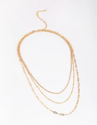 Gold Plated Chain Layered Necklace